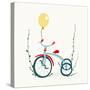 Children's Tricycle Drawing. Childish Tricycle Illustration with Balloon. Vector Eps8.-Popmarleo-Stretched Canvas
