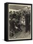 Children's Tug of War on a Homeward-Bound Troopship, Boys Versus Girls-Robert Barnes-Framed Stretched Canvas