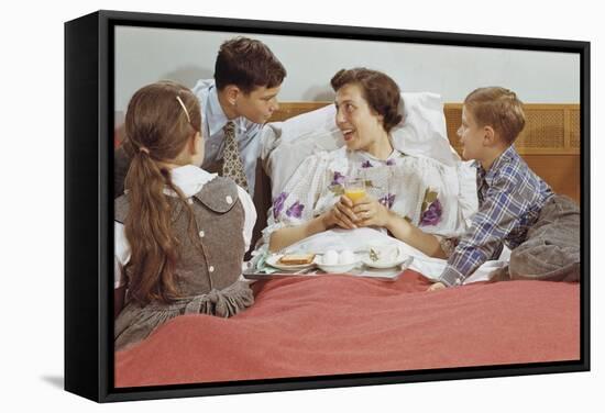 Children Serving Mother Breakfast in Bed-William P. Gottlieb-Framed Stretched Canvas