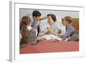 Children Serving Mother Breakfast in Bed-William P. Gottlieb-Framed Photographic Print