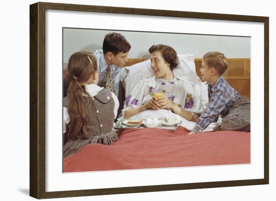 Children Serving Mother Breakfast in Bed-William P. Gottlieb-Framed Photographic Print