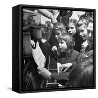 Children Singing Around the Piano at Orphanage-Tony Linck-Framed Stretched Canvas