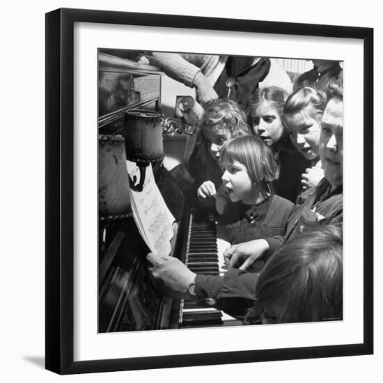 Children Singing Around the Piano at Orphanage-Tony Linck-Framed Photographic Print