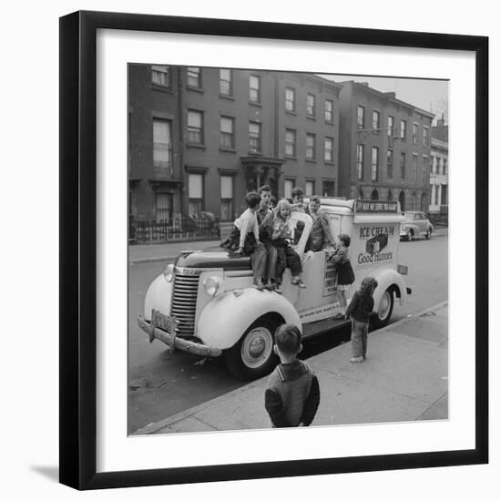 Children Sit on the Ice Cream Truck in Brooklyn-Ralph Morse-Framed Premium Photographic Print