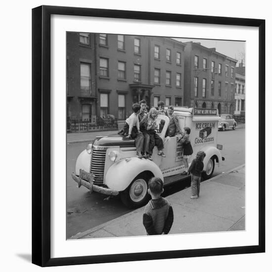 Children Sit on the Ice Cream Truck in Brooklyn-Ralph Morse-Framed Photographic Print