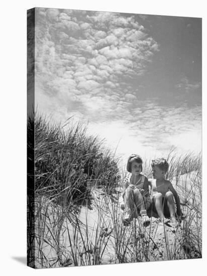 Children Sitting on a Sand Dune-Cornell Capa-Stretched Canvas