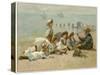 Children Sitting on the Beach Listening to Stories-A.w. Rossi-Stretched Canvas