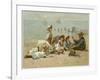 Children Sitting on the Beach Listening to Stories-A.w. Rossi-Framed Photographic Print