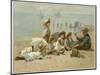 Children Sitting on the Beach Listening to Stories-A.w. Rossi-Mounted Photographic Print