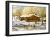 Children Skating at the Pond Behind the Barn-Jack Wemp-Framed Giclee Print