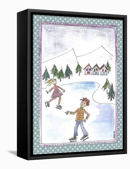 Children Skating-Effie Zafiropoulou-Framed Stretched Canvas