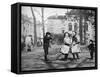 Children Skipping in the Grand Place, Bruges, Belgium, 1922-FC Davis-Framed Stretched Canvas