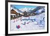 Children sledging,Les Gets,France-Andrew Macara-Framed Giclee Print