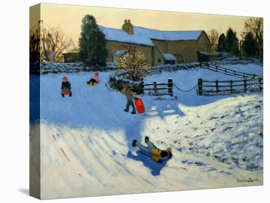 Children Sledging, Monyash, Derbyshire-Andrew Macara-Stretched Canvas