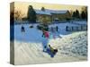 Children Sledging, Monyash, Derbyshire-Andrew Macara-Stretched Canvas