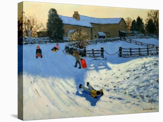 Children Sledging, Monyash, Derbyshire-Andrew Macara-Stretched Canvas