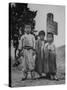 Children Standing in Front of Boundary Zone Sign Written in Russian, English, and Korean-John Florea-Stretched Canvas