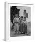 Children Standing in Front of Boundary Zone Sign Written in Russian, English, and Korean-John Florea-Framed Photographic Print