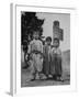 Children Standing in Front of Boundary Zone Sign Written in Russian, English, and Korean-John Florea-Framed Photographic Print