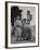 Children Standing in Front of Boundary Zone Sign Written in Russian, English, and Korean-John Florea-Framed Photographic Print