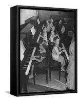 Children Taking Piano Lessons-George Strock-Framed Stretched Canvas
