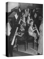 Children Taking Piano Lessons-George Strock-Stretched Canvas