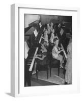 Children Taking Piano Lessons-George Strock-Framed Photographic Print