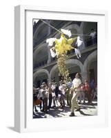 Children Taking Turns Breaking Pinata During Christmas Festival-John Dominis-Framed Photographic Print