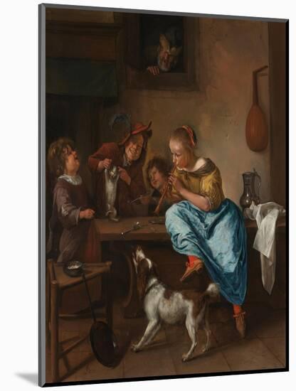 Children Teaching a Cat to Dance (The Dancing Lesso), Between 1660 and 1670-Jan Havicksz Steen-Mounted Giclee Print