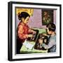 Children Using Abacus-English School-Framed Giclee Print