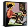 Children Using Abacus-English School-Framed Stretched Canvas