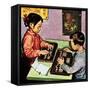 Children Using Abacus-English School-Framed Stretched Canvas