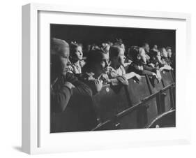 Children Viewing a Theater Production About a Boy Living in the Us-Nat Farbman-Framed Photographic Print