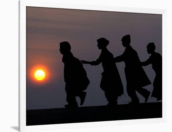 Children Walk to Work in the Wee Hours of the Morning-Rajesh Kumar Singh-Framed Photographic Print