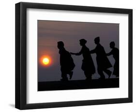 Children Walk to Work in the Wee Hours of the Morning-Rajesh Kumar Singh-Framed Photographic Print