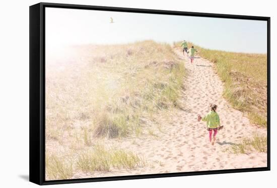 Children Walking up a Dune Path to the Beach-soupstock-Framed Stretched Canvas