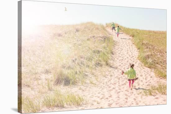 Children Walking up a Dune Path to the Beach-soupstock-Stretched Canvas
