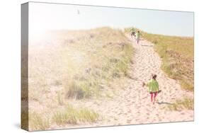 Children Walking up a Dune Path to the Beach-soupstock-Stretched Canvas