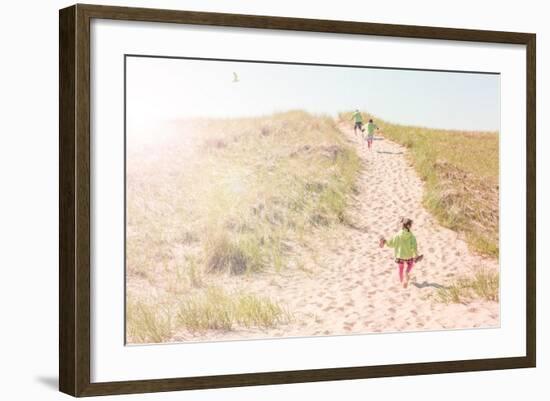 Children Walking up a Dune Path to the Beach-soupstock-Framed Photographic Print