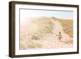 Children Walking up a Dune Path to the Beach-soupstock-Framed Photographic Print