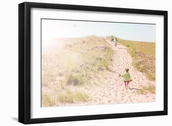 Children Walking up a Dune Path to the Beach-soupstock-Framed Photographic Print