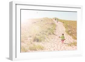 Children Walking up a Dune Path to the Beach-soupstock-Framed Photographic Print