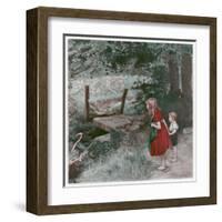 Children Watch Fairies Dancing and Creating a Fairy Ring-Elsie Gregory-Framed Art Print