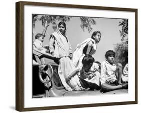 Children Watch Funeral Procession of Assassinated Indian Leader Mohandas K. Gandhi-Margaret Bourke-White-Framed Photographic Print