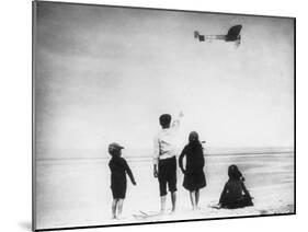 Children Watching Louis Bleriot Flying Plane Photograph - Calais, France-Lantern Press-Mounted Art Print