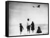 Children Watching Louis Bleriot Flying Plane Photograph - Calais, France-Lantern Press-Framed Stretched Canvas