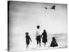 Children Watching Louis Bleriot Flying Plane Photograph - Calais, France-Lantern Press-Stretched Canvas