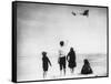 Children Watching Louis Bleriot Flying Plane Photograph - Calais, France-Lantern Press-Framed Stretched Canvas