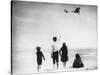 Children Watching Louis Bleriot Flying Plane Photograph - Calais, France-Lantern Press-Stretched Canvas