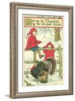 Children Watching Turkey in Pen-null-Framed Art Print